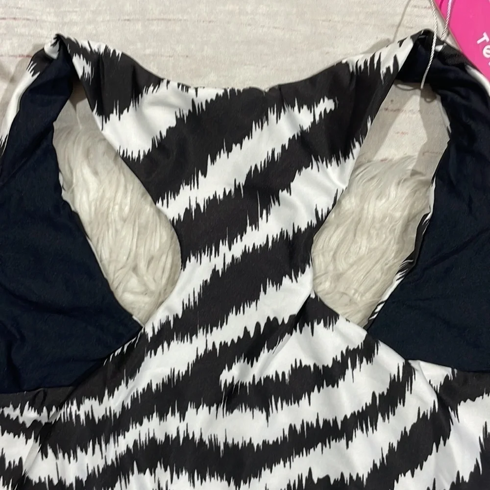 NWT Terez Black White Zebra Patterned Swim Bikini Top